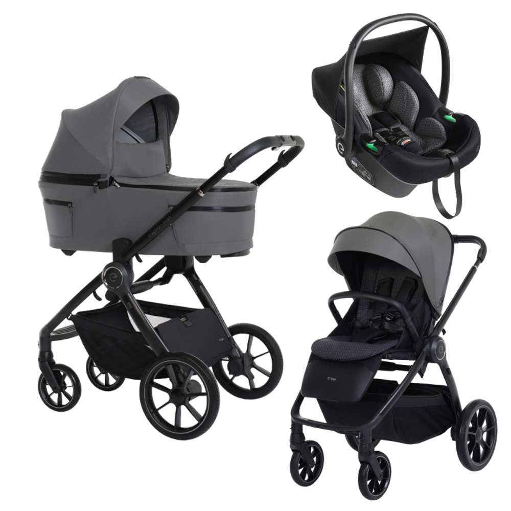 Детская коляска 3 в 1 Espiro Yoga 2025 и автокресло Pi Black 117 gray zen voice of nature/Чёрный (Black 110)