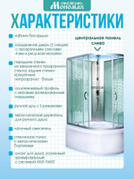Душевая кабина МОНОМАХ без силикона (100х80) прозрачное с рисунком стекло, поддон высокий, левосторонняя