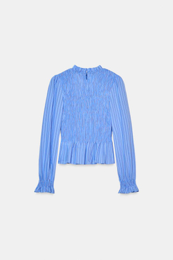 ZARA РУБАШКА В ПОЛОСКУ ИЗ ТКАНИ «ВАФЛЯ», ЭКРЮ/КРАСНЫЙ