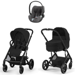 Коляска Cybex Balios S Lux BLK complete Cloud T Mirage Grey Plus Base T 4 в 1 Moon Black с дождевиками