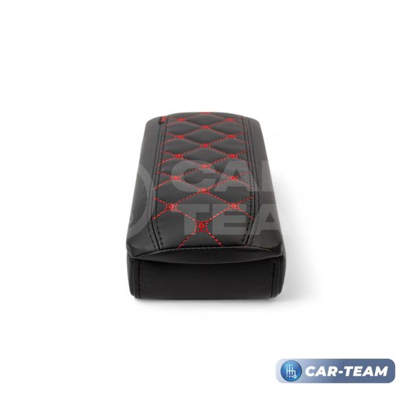 Подлокотник с боксом Hyundai Accent, Getz из экокожи с узором - красный ромбик, "Аламар"