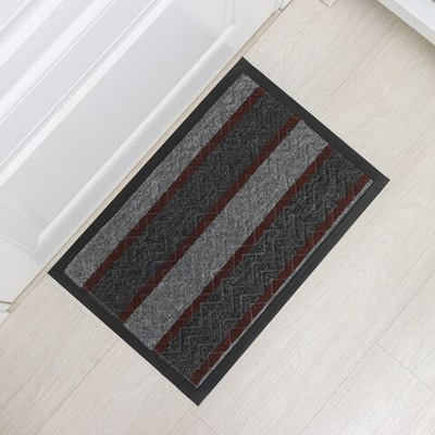 Серый придверный влаговпитывающий коврик с окантовкой (40х59 см) (Цвет: серый)
