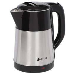Чайник электрический Lofter, F01, черный, 2.2 л, 1500 Вт, скрытый нагревательный элемент, металл