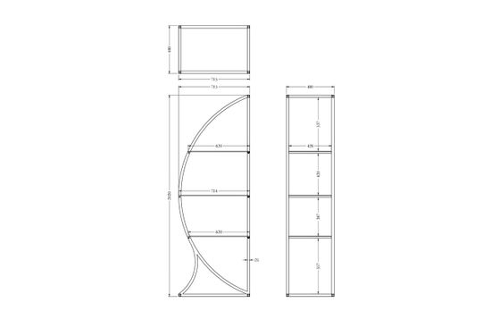 KFG087/2 Стеллаж "Полусфера" прозрачное стекло/золото матовый 71*48*202см