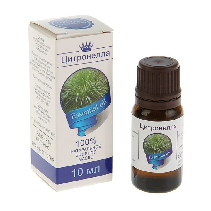 Масло эфирное Цитронелла, флакон-капельница, 10 мл