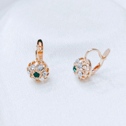 "Малинка" серьги в золотом покрытии из коллекции "Леди" от Jenavi  с английским замком