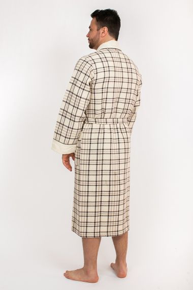 Вафельный мужской халат Gentelmen Style кремовый