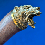 Украшенный нож Лесник Дамаск, литьё латунь