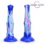 Сине-голубой фантазийный фаллоимитатор - 25 см. (Цвет: синий с голубым)