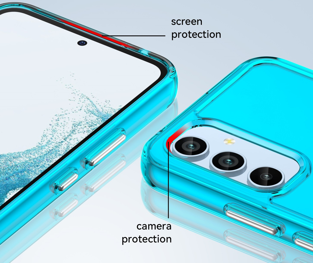 Мягкий усиленный чехол бирюзового цвета для Samsung Galaxy A54 5G, увеличенные защитные свойства, мягкий отклик кнопок