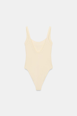 ZARA БОДИ ИЗ ХЛОПКА НА БРЕТЕЛЯХ, ЖЕЛТЫЙ