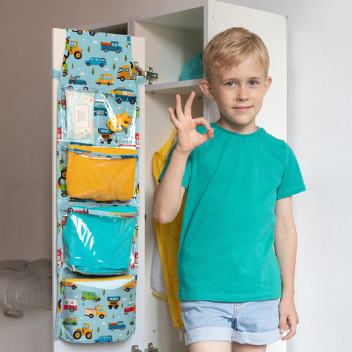 Кармашки для детского сада на липучке. Машинки принт