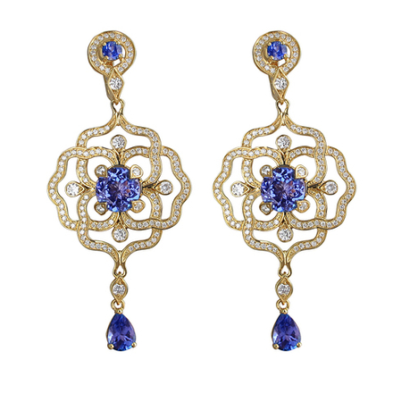 Серьги с бриллиантами  из желтого золота JA-S-647987-3