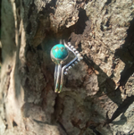 Кольцо КОРОНА АЖУР-5, серебро/бирюза