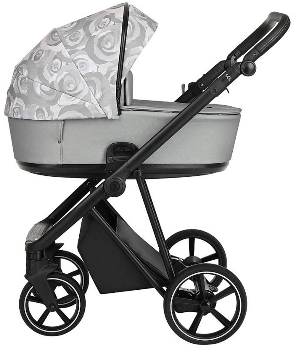 Детская коляска Roan Sol Flowers 3 в 1 с автокреслом Pituso Santiso Pro RSF/5002 Gray/Black