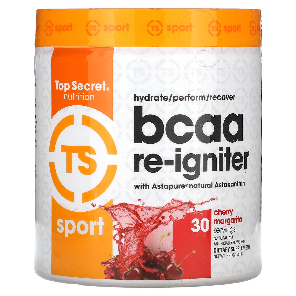 Top Secret Nutrition, Sport, BCAA Re-Igniter с астаксантином Astapure, вишня и маргарита, 281 г (9,91 унции)