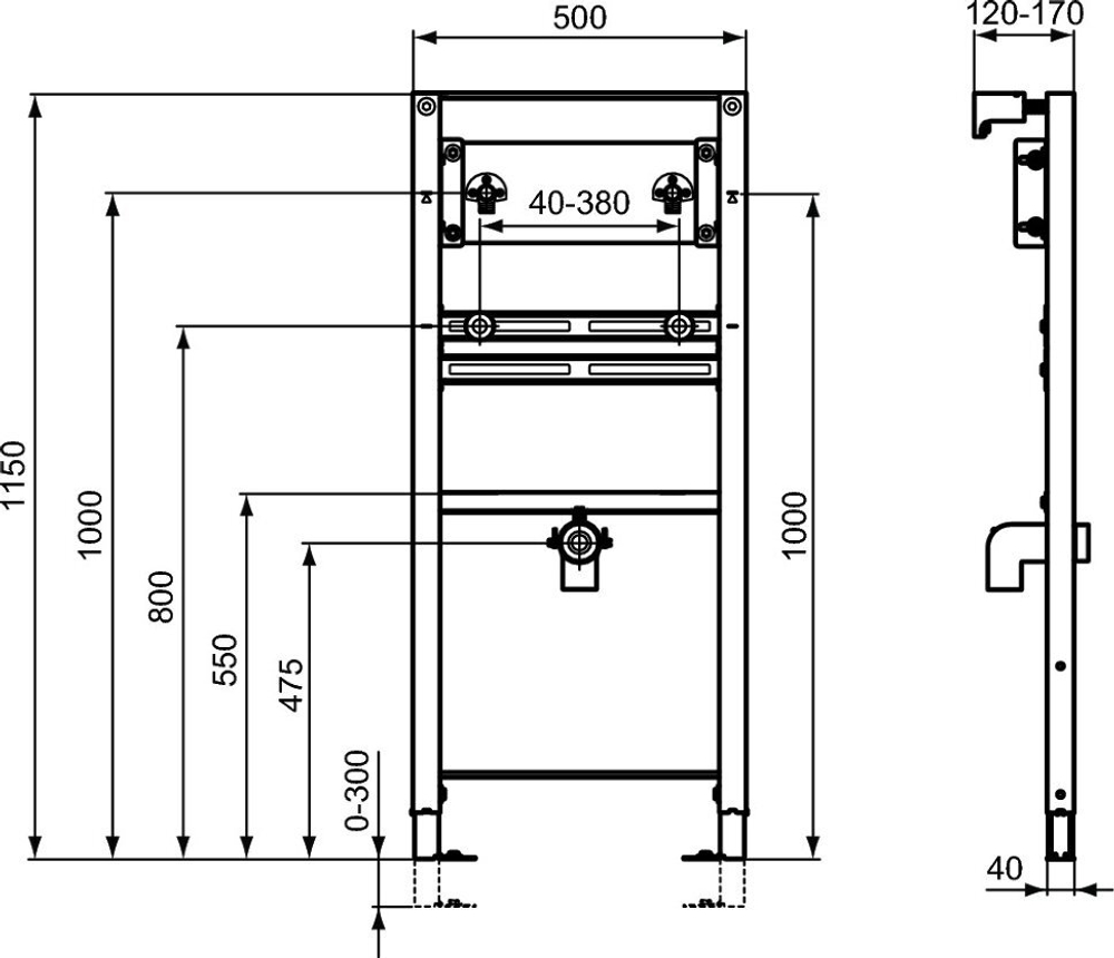 Рама Ideal Standard PROSYS R016167 для монтажа подвесного умывальника