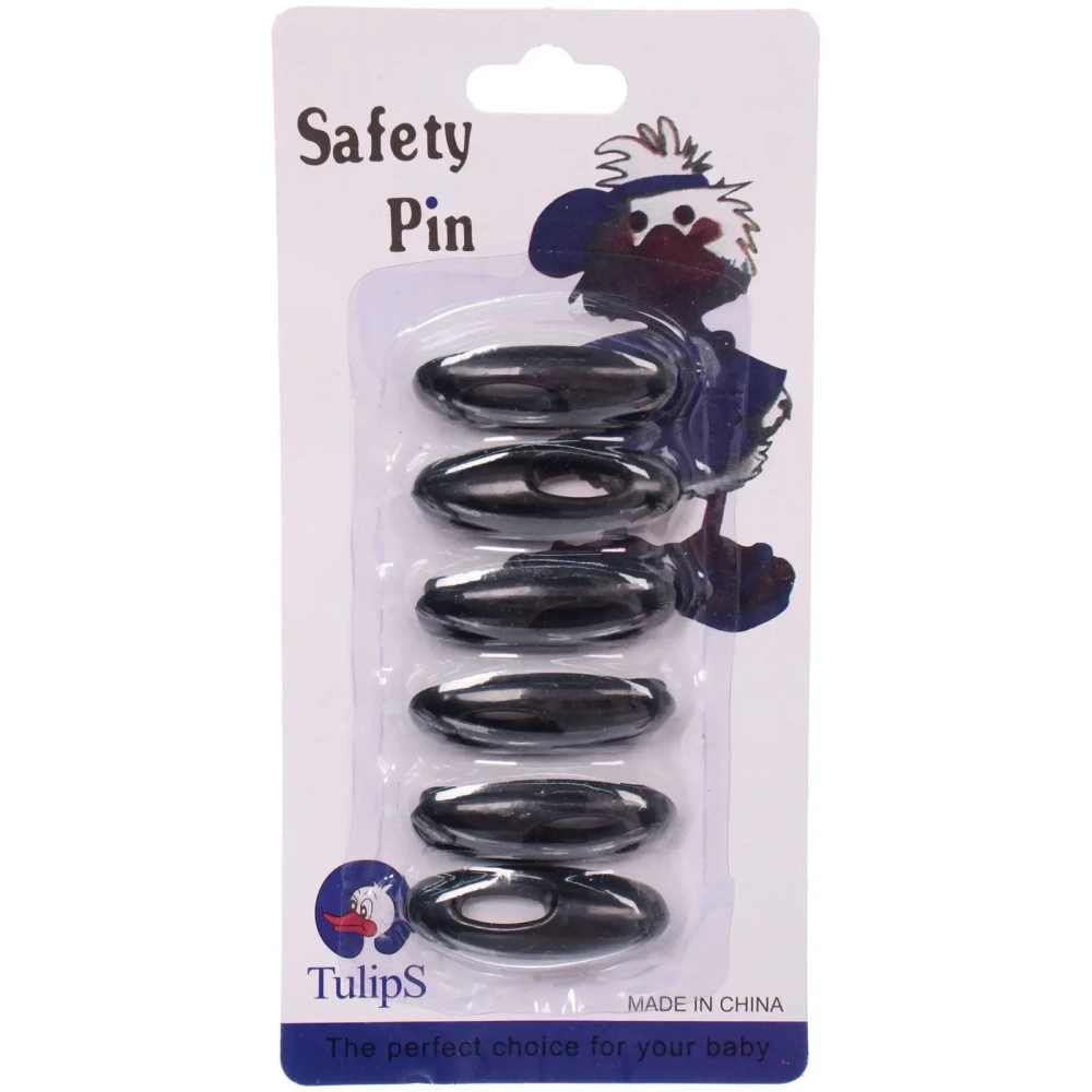 Булавки безопасные 6шт «Favorite Hous», цвет чёрный, 4*1.5см