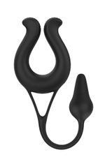 Черная эрекционная подкова с анальным стимулятором Remote Multi Teaser (Цвет: черный)