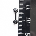 Микроштанга 6 мм для пирсинга уха "Двойной черный кристалл". Медицинская сталь