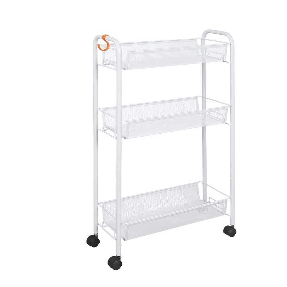 Этажерка "Ладья 1К" 3 полки на колесиках белый