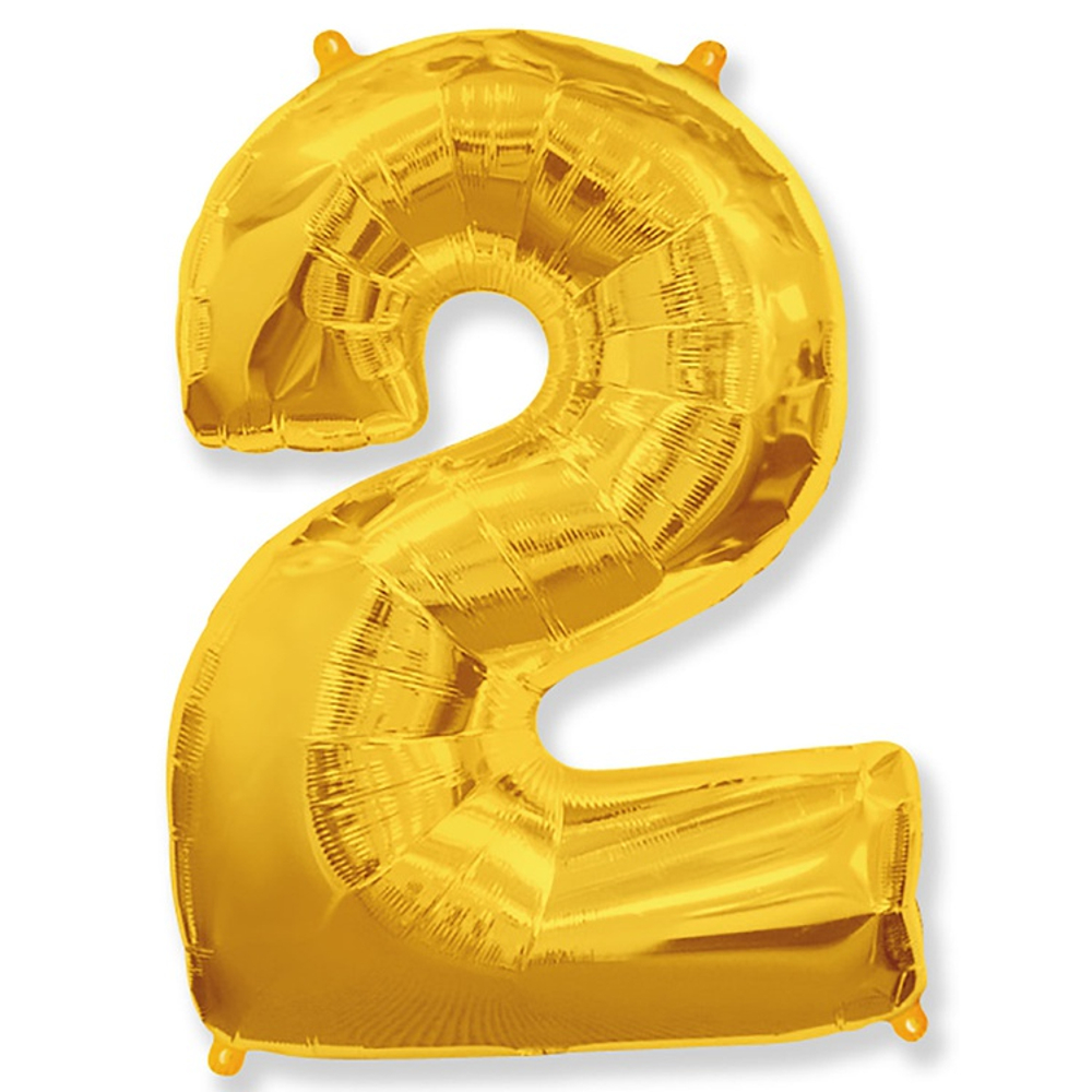 Шар фольгированный Цифра 2 101 см (Золотой)
