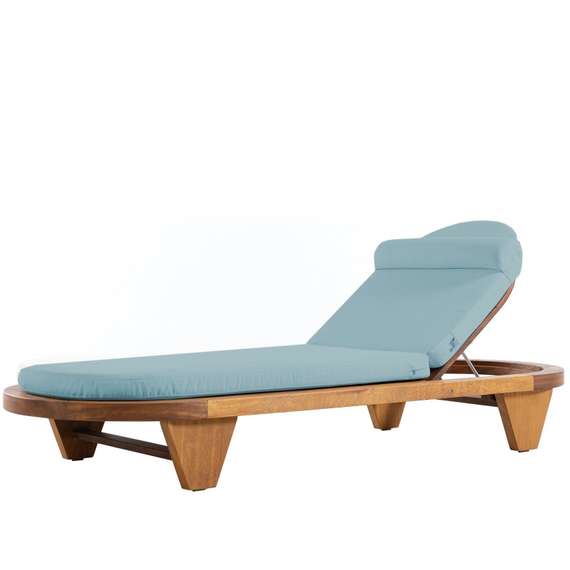 Шезлонг Spain, массив ироко, голубой матрас