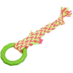 Игрушка-канат для всех пород собак с кольцом «Счастливый хвост!», цвет ярко-зеленый, 34*9см/80гр