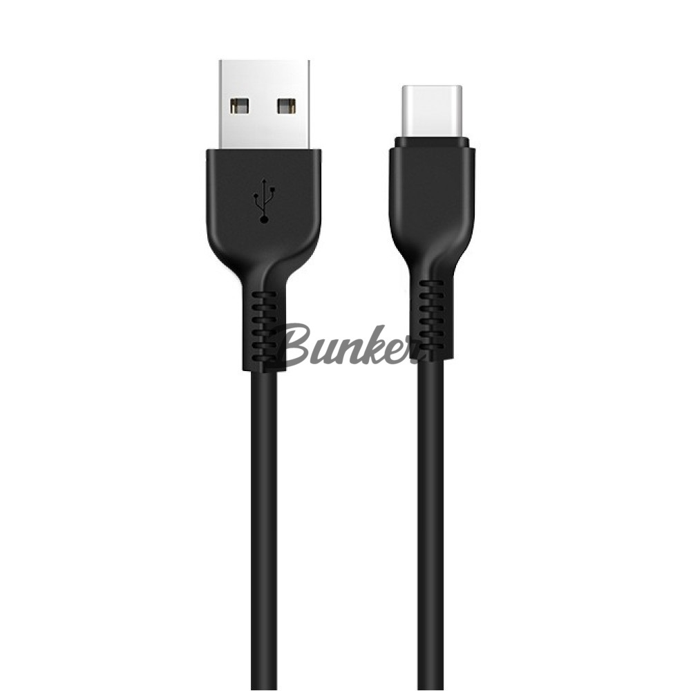 Кабель USB-Type-C Hoco X1, чёрный пластик штекер, 1м, круглый чёрный ПВХ