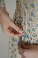 Платье Ева из фланели, Кремовый с голубыми цветами