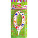 Свеча-цифра 0 шарики 11,5 см (Микрос)