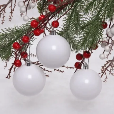Новогодние шары 7 см (набор 3 шт) «Глянец», белый