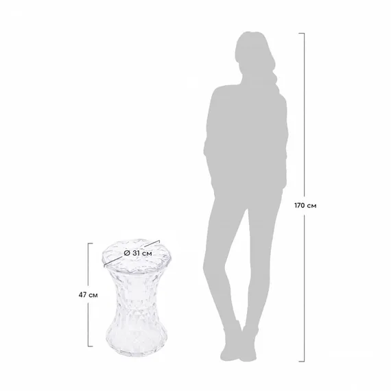 Столик-табурет Rock прозрачный красный