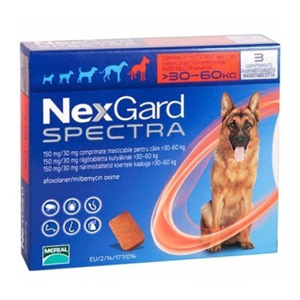 Фронтлайн Нексгард Спектра XL - таблетка жевательная для собак 30-60 кг от блох, клещей и глистов, цена за 1 таблетку (в упаковке 3шт)