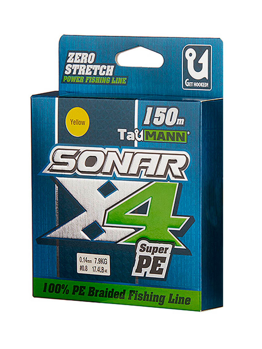 Плетеный шнур для рыбалки TauMANN Sonar PE X4 150m #1.2 (0.18mm) Yellow