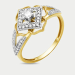 Кольцо женское из желтого золота 585 пробы с фианитами (арт. 002421-4102)