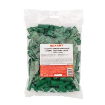 Соединительный изолирующий зажим REXANT заземления с лепестками СИЗ-99 ø 12 мм (5-16 мм²), зеленый (