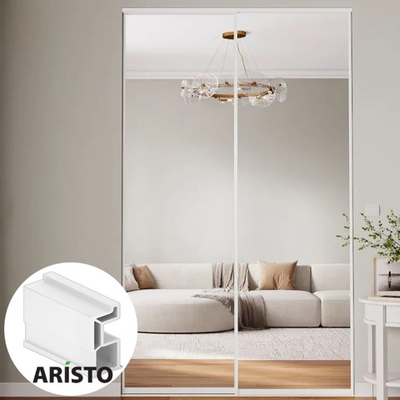 Дверь-купе ARISTO SLIM MAX, зеркало, профиль белый глянец