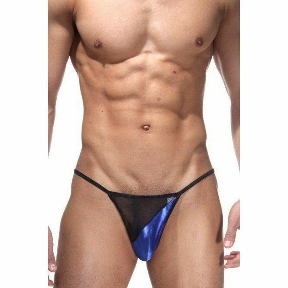 Мужские трусы стринги черно-синие La Blinque LB15109
