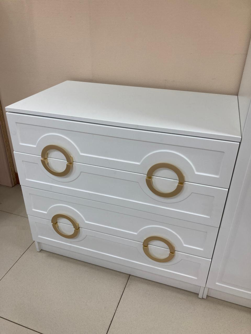 Комод с 4-мя ящиками Милан МДФ белый/белый