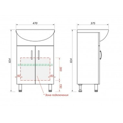 Тумба «ГРЕЙ-47» с умывальником ДОРА-47