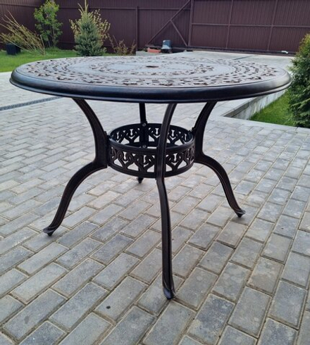 Круглый металлический стол Gera 100 из литого алюминия, античная бронза