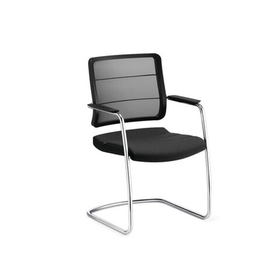 AIRPAD Кресло посетител, кожа ЧЕРНЫЙ/АЛЮМ