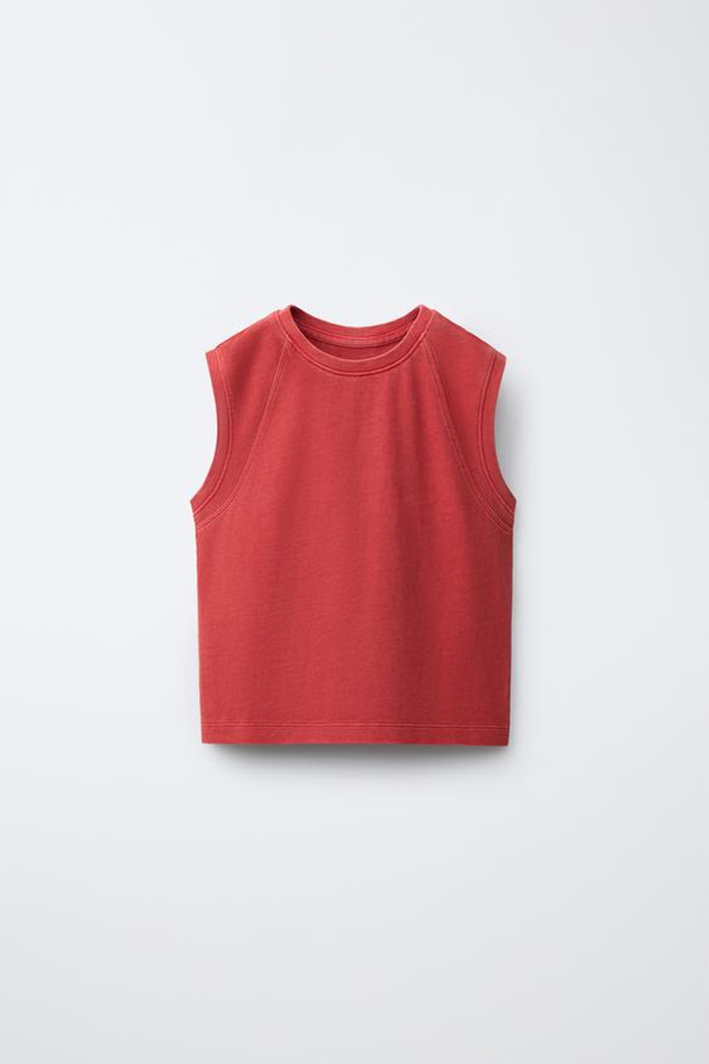 ZARA ОДНОТОННАЯ ФУТБОЛКА БЕЗ РУКАВОВ, КРАСНЫЙ