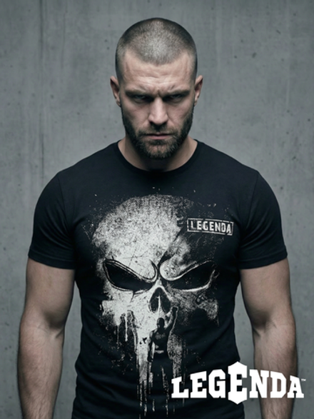 Футболка хлопковая LEGENDA Череп Каратель черный