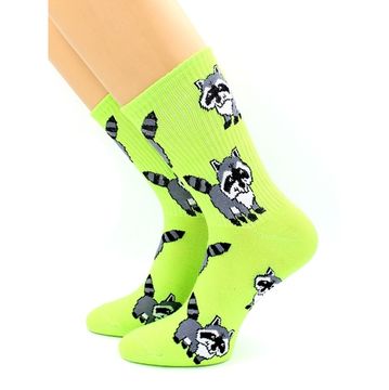 Носки с принтом "Крошка енот" зеленые Hobby Line