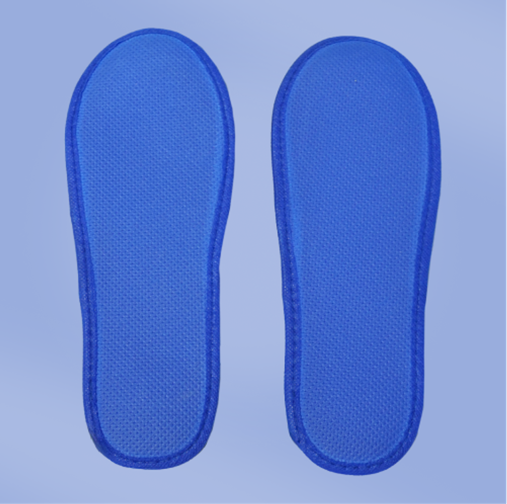Тапки махра/флис, закрытый мыс (100 пар) одноразовые, синие (васильковые)