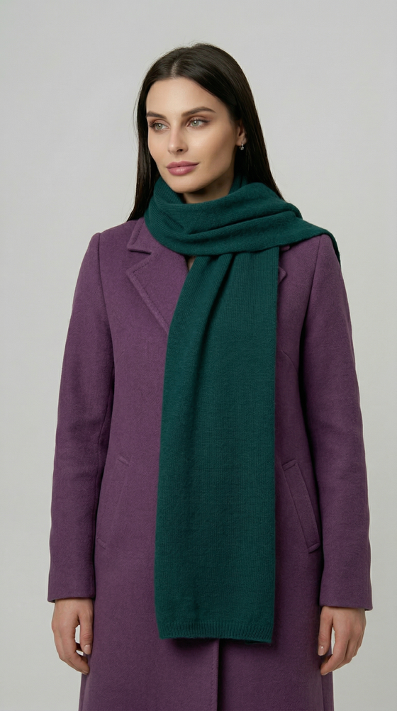 Оренбургский шерстяной шарф Ш501-22 изумруд