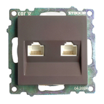 Розетка компьютерная 2-местная RJ-45 (механизм) STEKKER GLS00-7109-04, серия Катрин, шоколад 50006