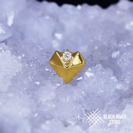 Convex Heart Crystal PVD Yellow